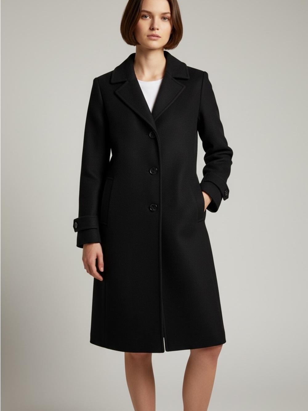 Vince Camuto Black Single-Breasted Trench Coat